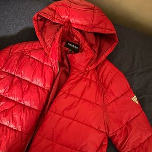 Guess Mens Red quilted zip-up Coat